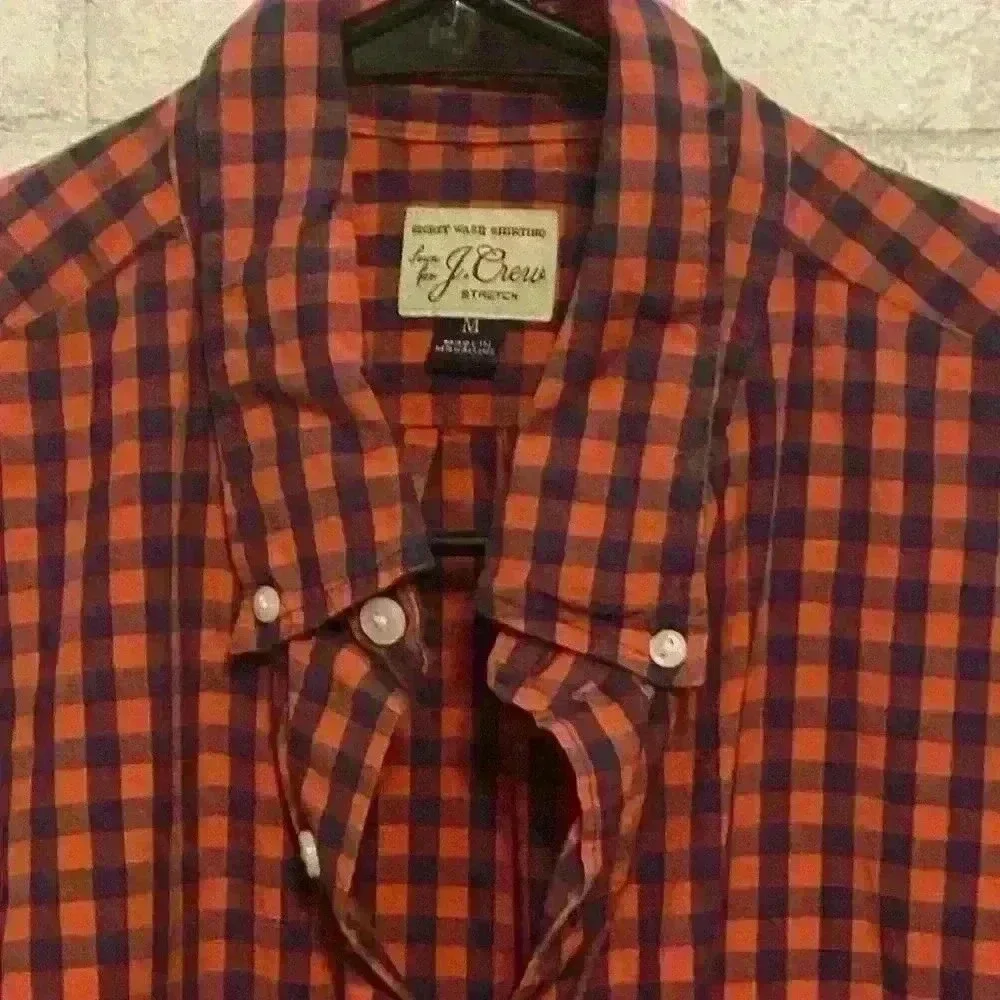 J Crew secret wash red gingham organic cotton size Medium